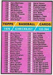 1976 Topps Baseball Cards      262     Checklist 133-264